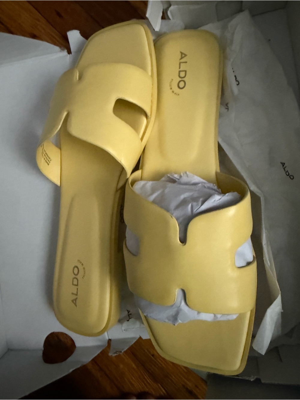 Aldo Yellow Slide Sandals